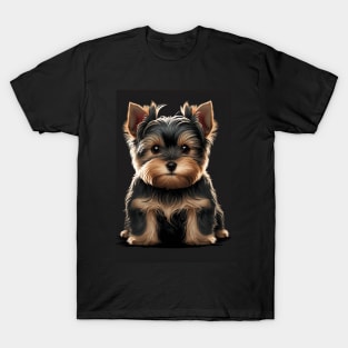 Super Cute Yorkshire Terrier Puppy Portrait T-Shirt